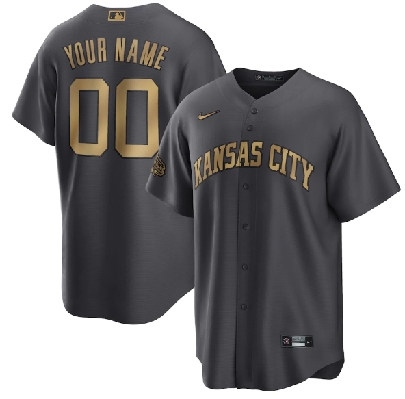 Men's Kansas City Royals Active Player Custom 2022 All-Star Charcoal Cool Base Stitched Baseball Jersey